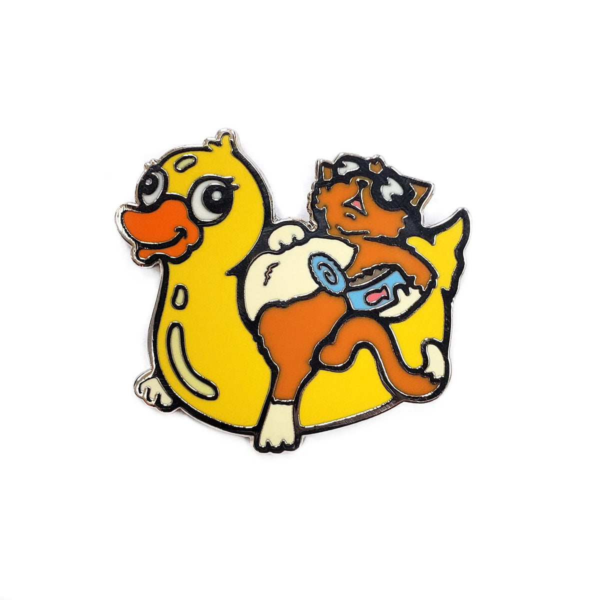 Pool Cat Hard Enamel Pin – Black Nickel & Nickel | Babs Enamel Lapel Pin Babs Orange
