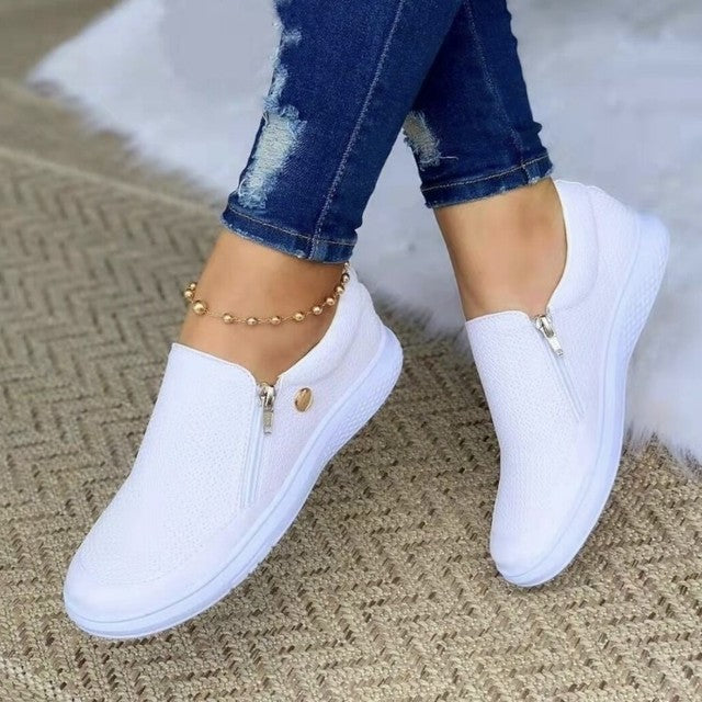 Women's White Sneakers – Lightweight Casual Fashion Shoes