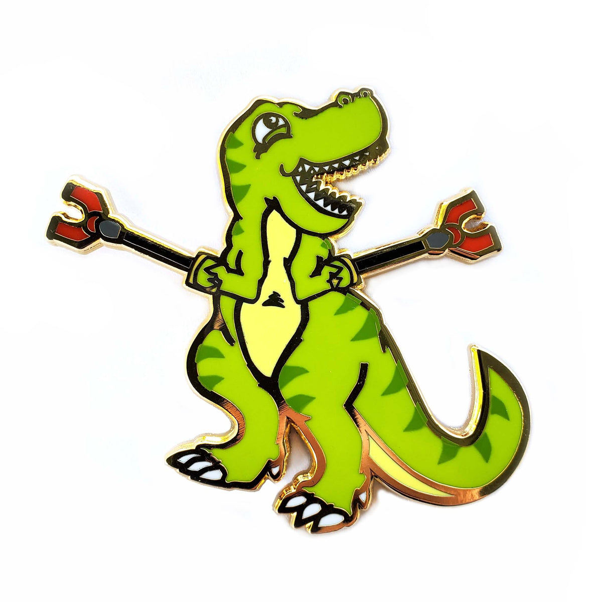 Unstoppable T-Rex Hard Enamel Pin – Gold or Silver Metal Enamel Lapel Pin Babs Green
