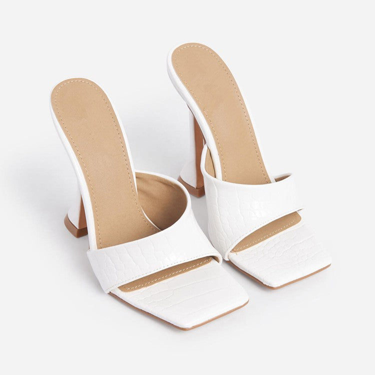 Women's Square Toe Summer High Heels | PU Upper, Sizes 35–43
