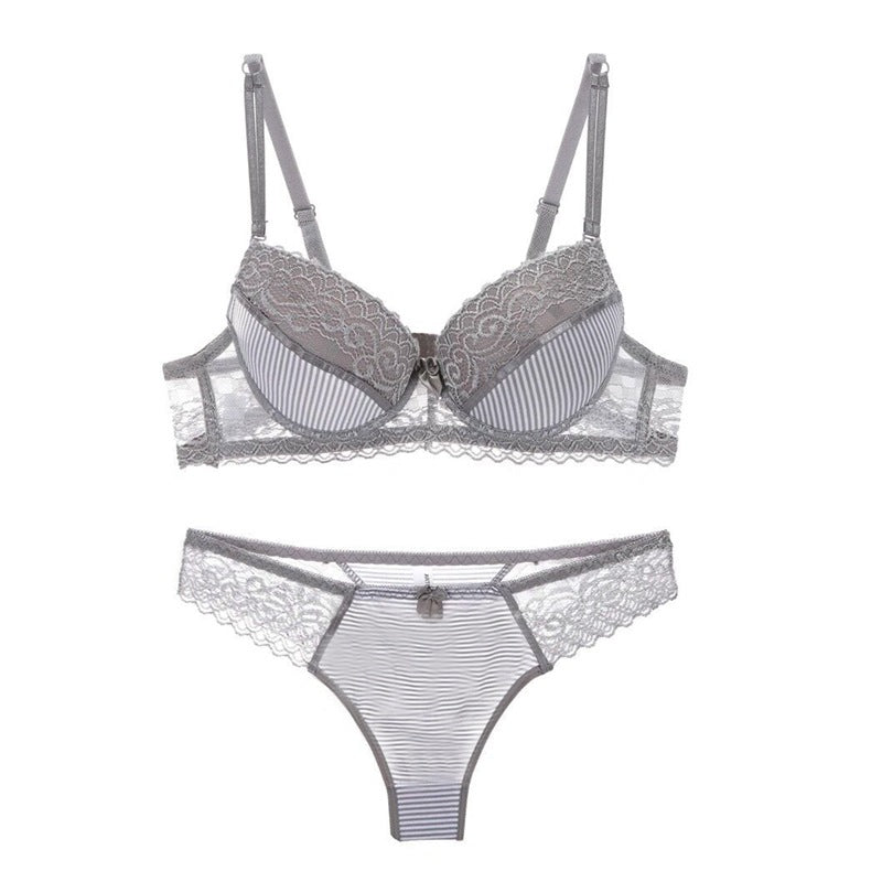 Lace Striped Lingerie Set – Bra & Panties | 4 Colors Lingerie Set Babs