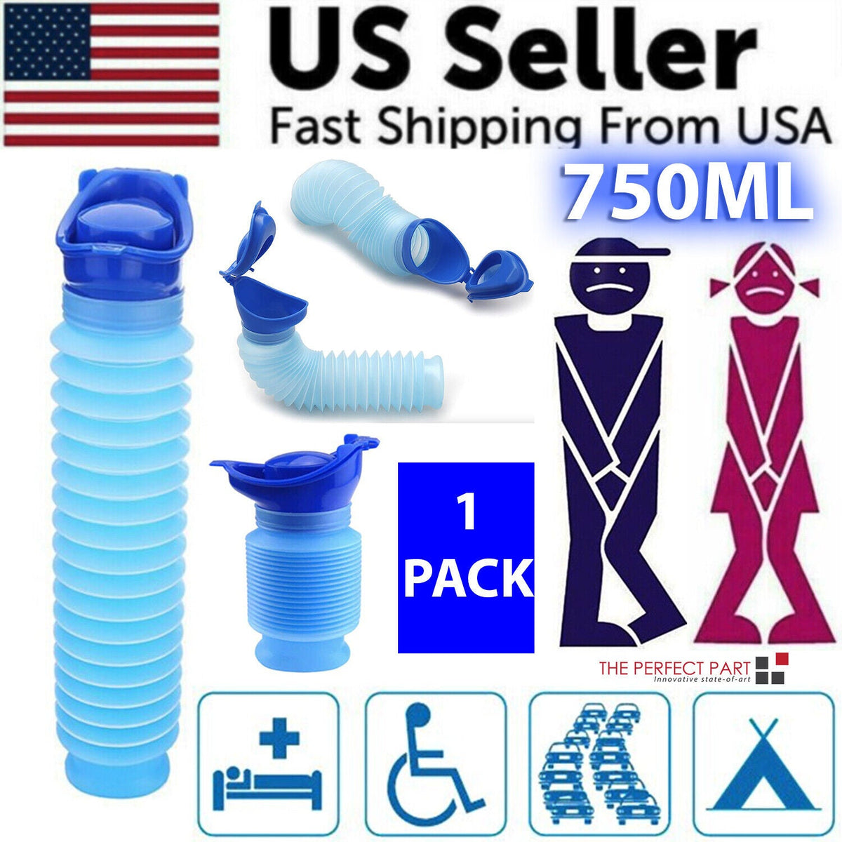 Portable Urinal Bottle – Unisex Travel Camping Car Emergency Kit Portable Travel Urinal Babs 1 Pack