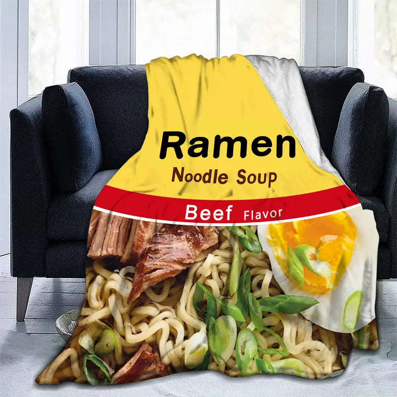 Noodle Soup Print Flannel Throw Blanket – Soft & Fun Novelty Flannel Throw Babs
