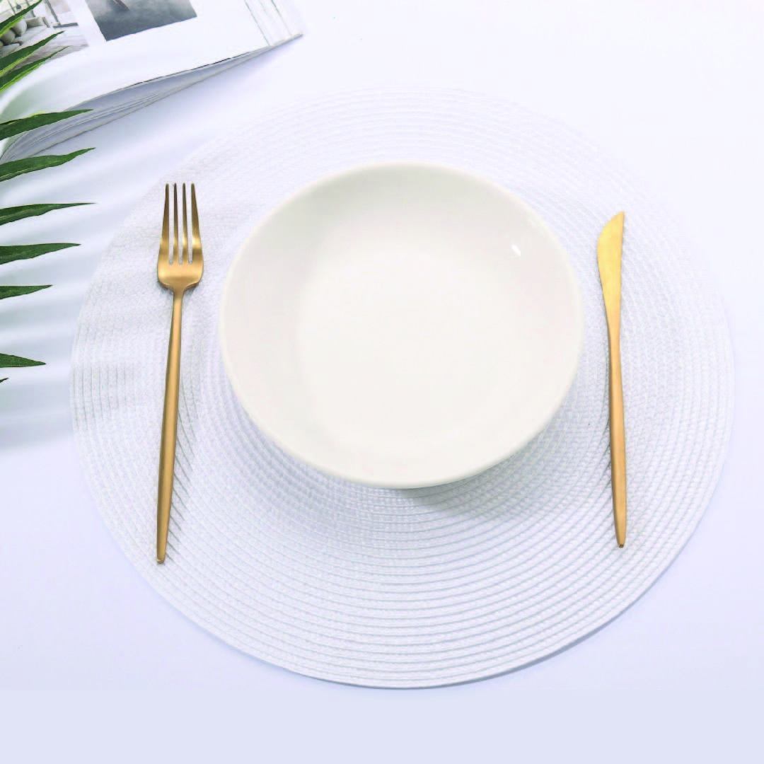Round Basket Weave Placemat Set of 4 – 15" Polypropylene Woven Placemats Babs White