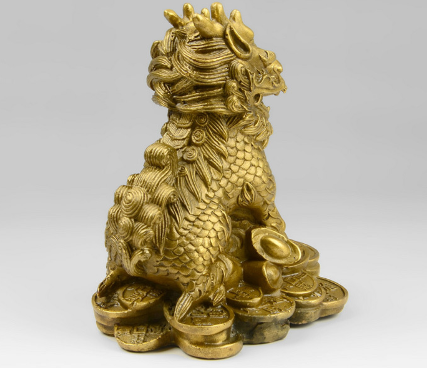 Brass Feng Shui Qilin Kirin Statues Set of 2 | Home Decor Brass Decorative Figurine Babs