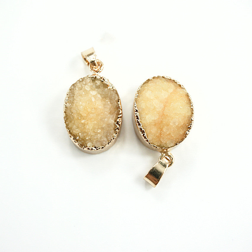 Natural Crystal Quartz Cluster Pendant Necklace Crystal Pendant Necklace Babs Yellow 20x25mm