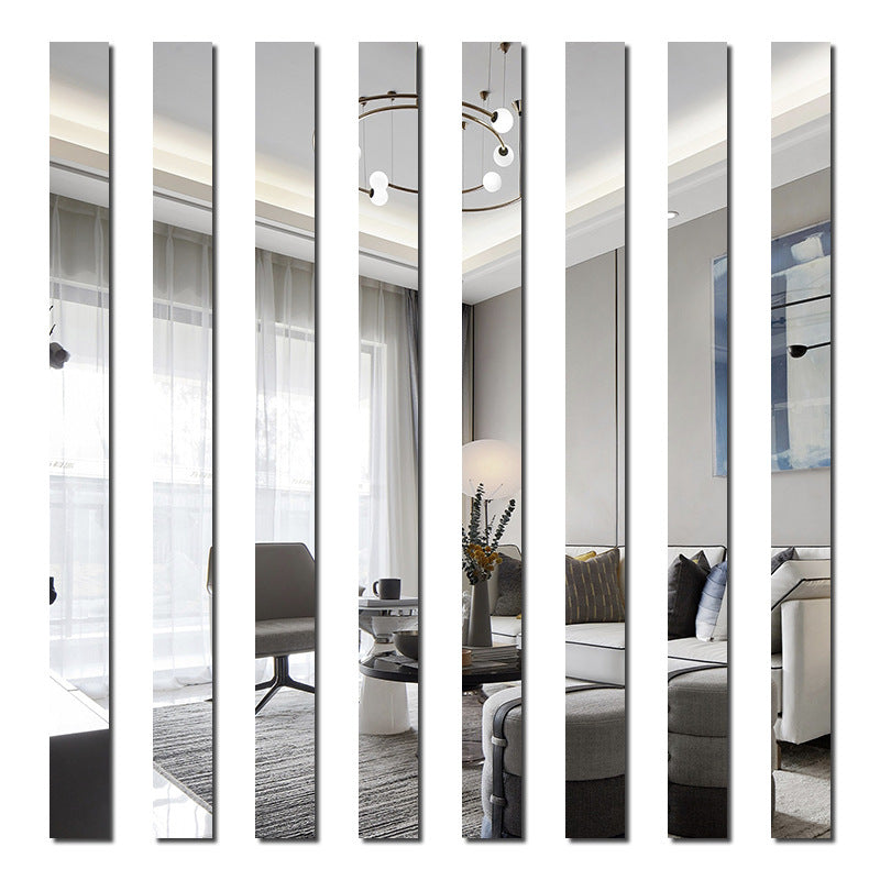 3D Mirror Acrylic Wall & Ceiling Border Trim Strips Decorative Wall Trim Babs Silver 5x 38cm 5 Pack