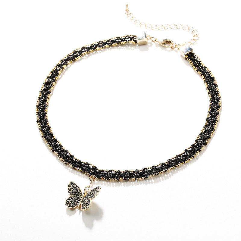 Butterfly Pendant Choker Necklace for Women – Black Pendant Choker Necklace Babs