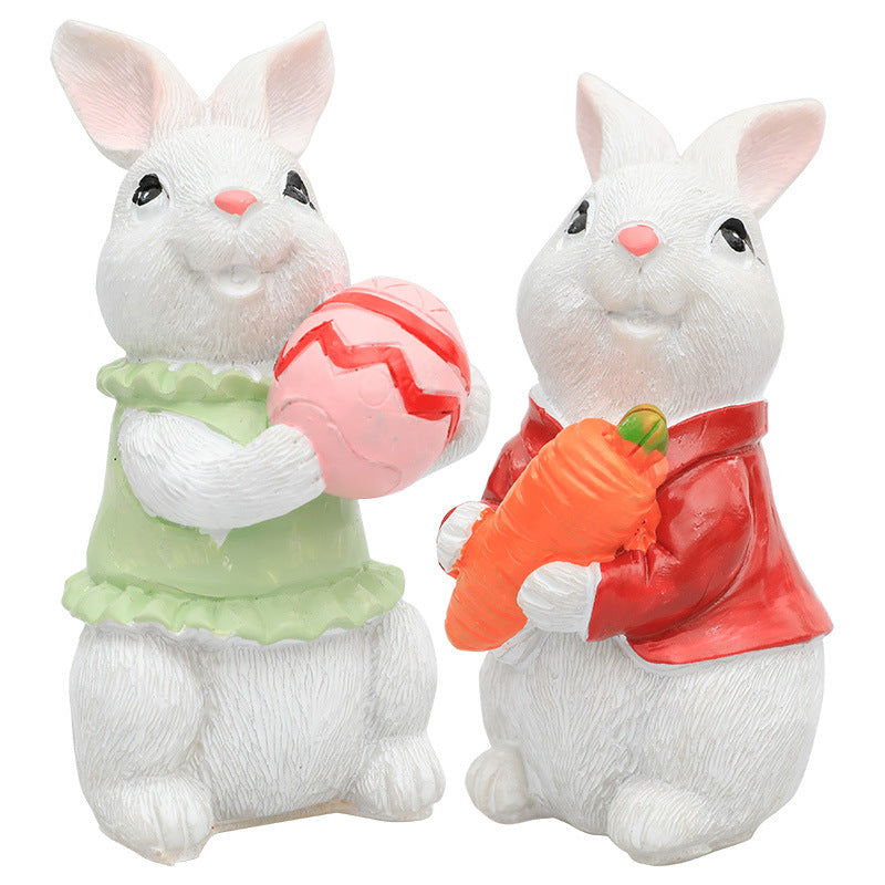 Easter Bunny Resin Figurine | Miniature Decor Ornament Resin Figurine Babs