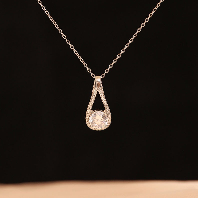 S925 Sterling Silver Moissanite Heart Drop Necklace for Women Sterling Silver Necklace Babs