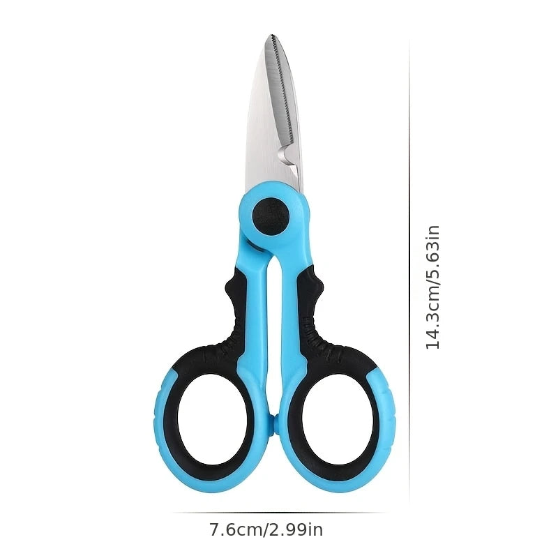 Ergonomic Stainless Steel Scissors – Wire & Fishing Line Wire Stripping Scissors Babs blue