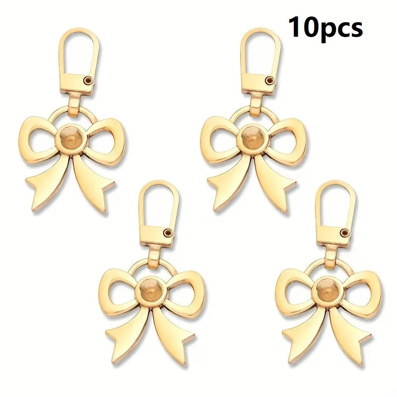 10-Pack Bow-Shaped Metal Zipper Pulls – Replacement Sliders Metal Zipper Pulls Babs golden