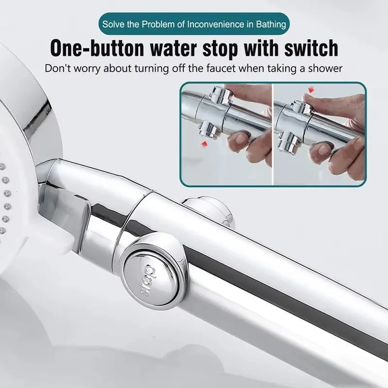 5-Mode High-Pressure Water-Saving Handheld Shower Head + Hose Handheld Shower Head Babs