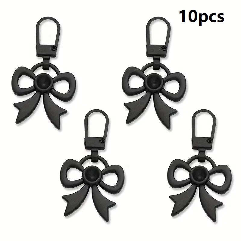 10-Pack Bow-Shaped Metal Zipper Pulls – Replacement Sliders Metal Zipper Pulls Babs black