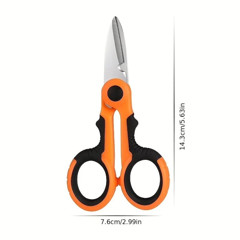 Ergonomic Stainless Steel Scissors – Wire & Fishing Line Wire Stripping Scissors Babs orange