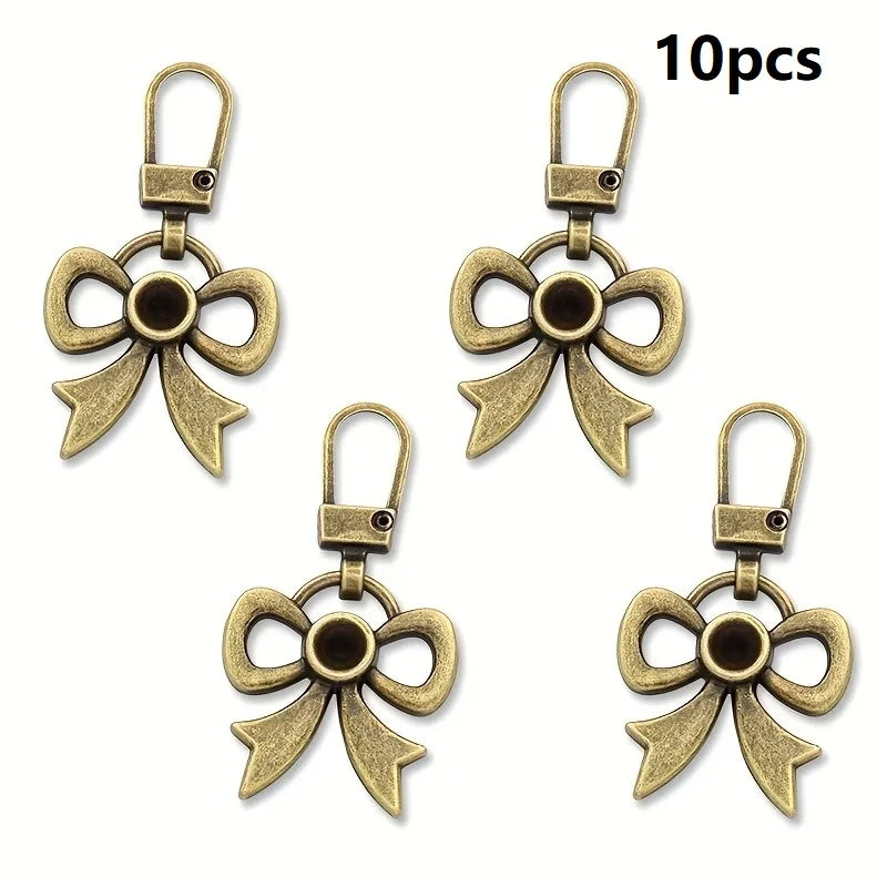 10-Pack Bow-Shaped Metal Zipper Pulls – Replacement Sliders Metal Zipper Pulls Babs bronze