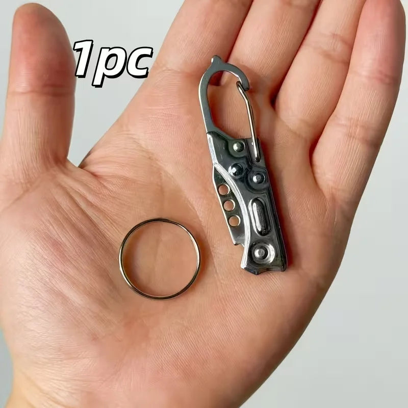 Mini Stainless Steel Folding Pocket Knife – EDC Keychain Tool Folding Pocket Knife Babs silver