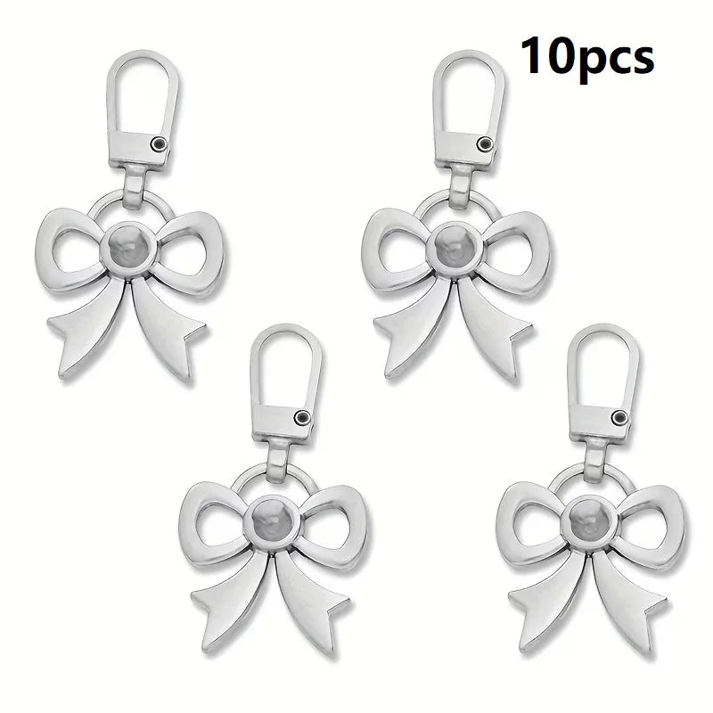 10-Pack Bow-Shaped Metal Zipper Pulls – Replacement Sliders Metal Zipper Pulls Babs silver