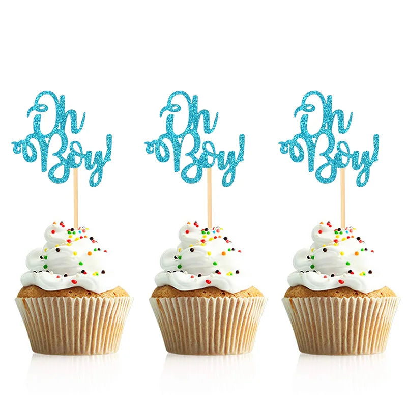 10Pcs Gold Oh Baby Cupcake Toppers – Baby Shower & Birthday Cupcake Toppers Babs