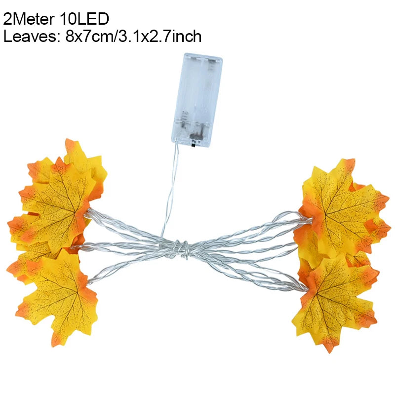 2M Maple Leaf LED Fairy Light Garland – Fall & Holiday Decor LED Leaf Garland Babs Style2