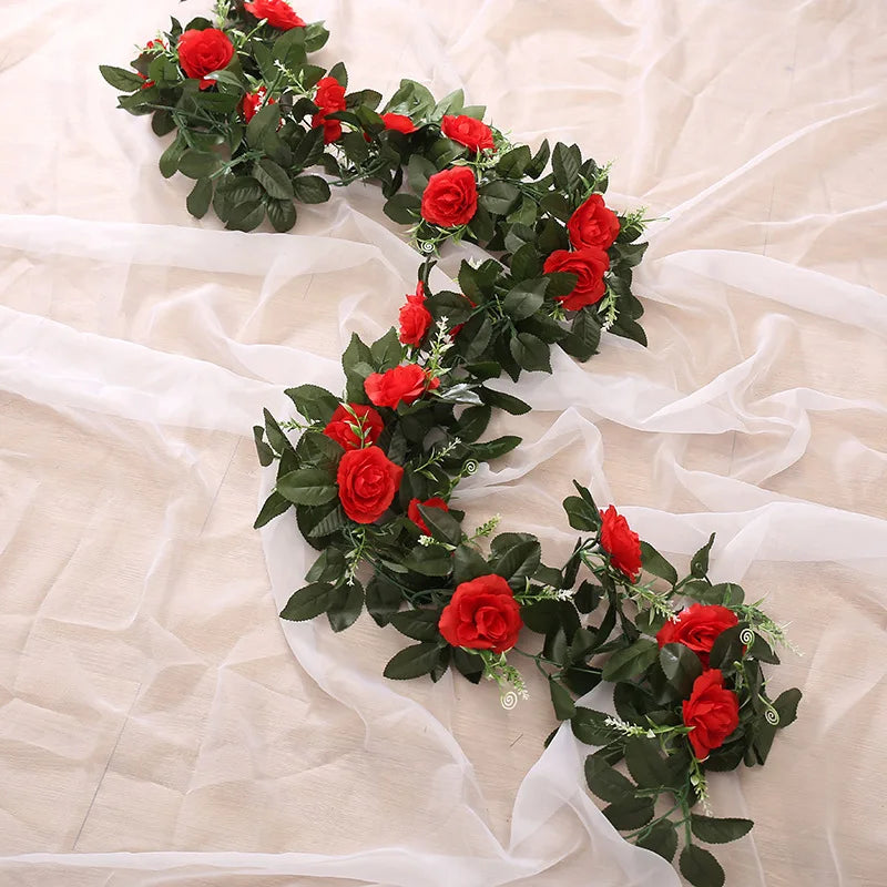 Silk Artificial Rose Vine Garland – Faux Flower Wall Décor Artificial Flower Garland Babs
