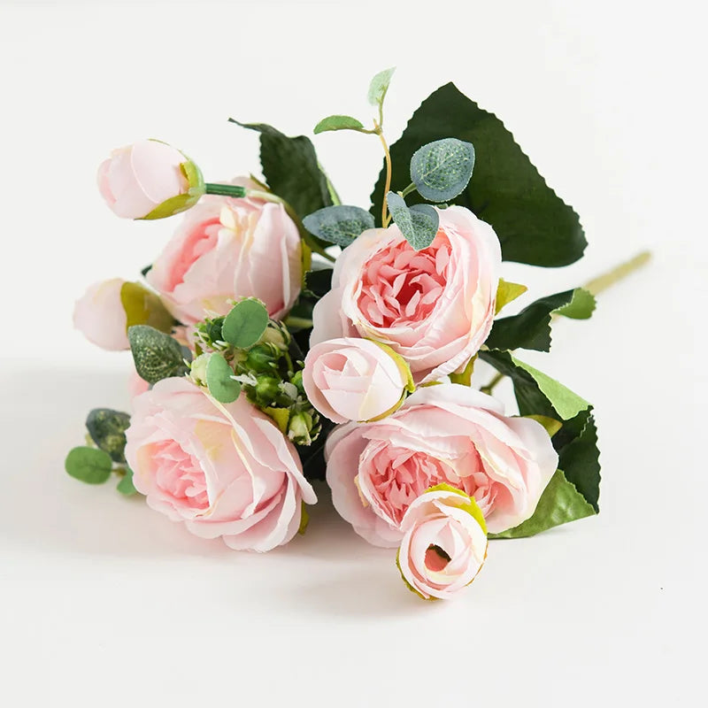Silk Rose Artificial Flowers UV Protection Bridal Bouquet Artificial Flower Bouquet Babs color 3 1pc