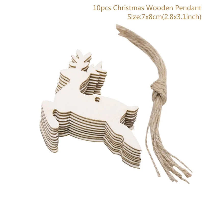 10pcs Wooden Christmas Tree Hanging Ornaments | Holiday Decor Christmas Ornaments Babs Style8