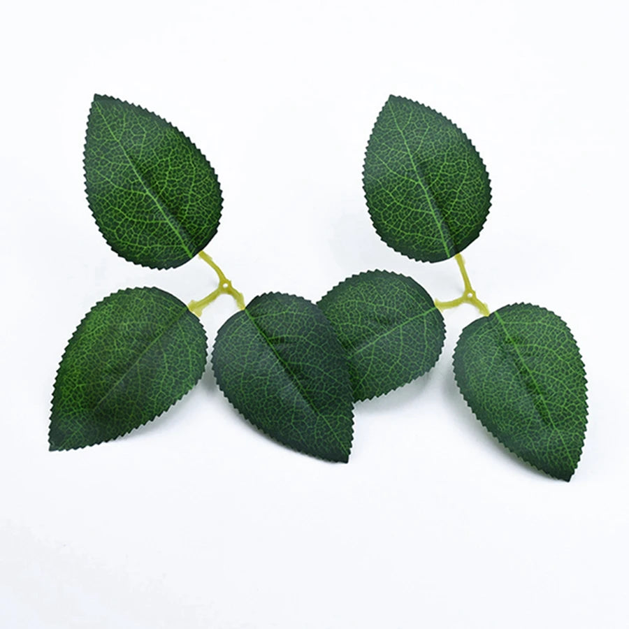 50Pcs Silk Rose Leaves Artificial Greenery for Wedding & Home Artificial Silk Leaves Babs