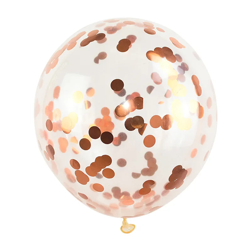 Gold Confetti Latex Balloons – Clear Glitter Party Decorations Party Balloons Babs copper 5pcs