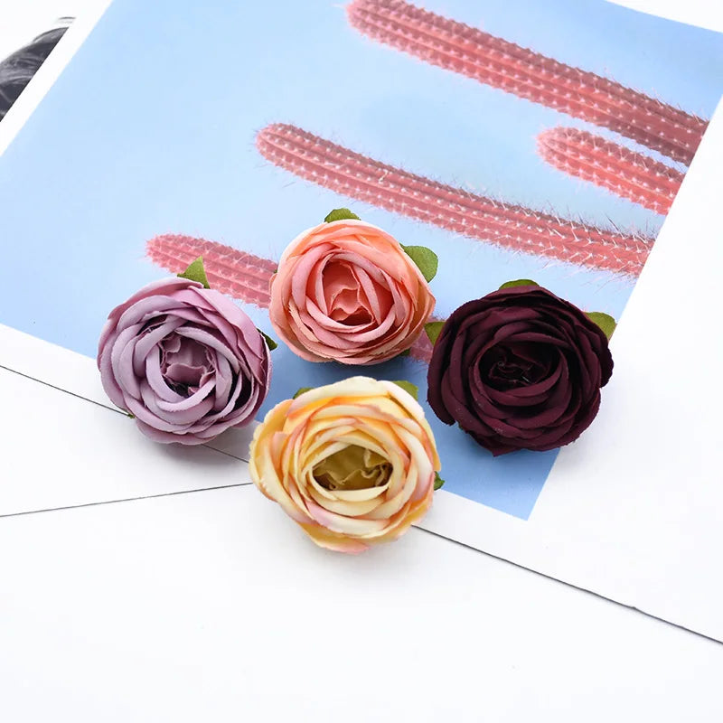 Silk Tea Rose Flower Heads 5/10 Pcs – Wedding & Home Décor Artificial Silk Flowers Babs