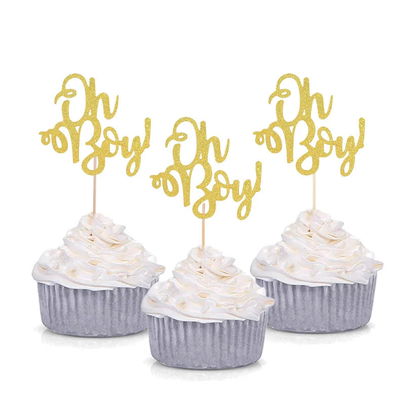 10Pcs Gold Oh Baby Cupcake Toppers – Baby Shower & Birthday Cupcake Toppers Babs