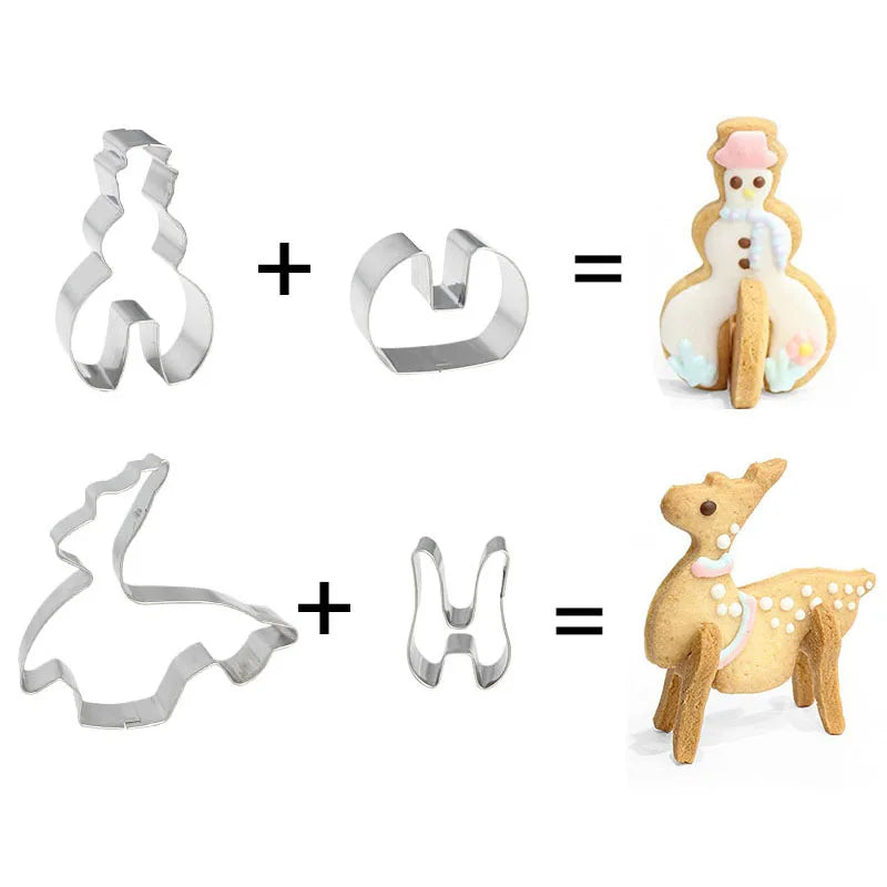 8-Piece 3D Christmas Cookie Cutters – Stainless Steel Set Cookie Cutter Set Babs
