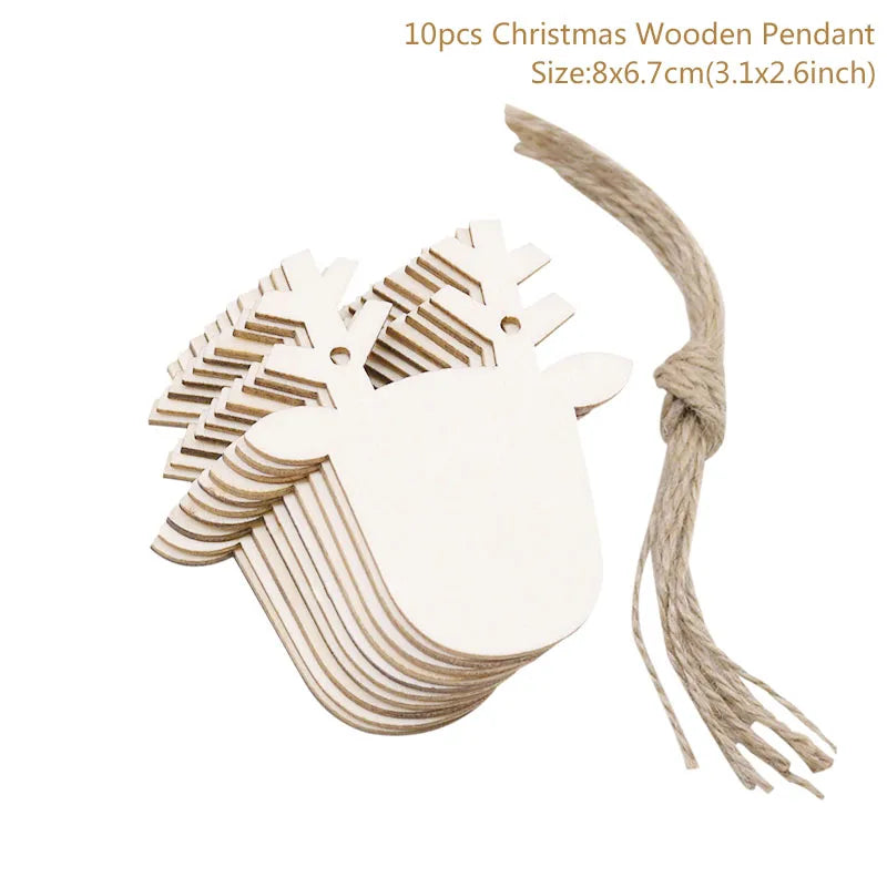 10pcs Wooden Christmas Tree Hanging Ornaments | Holiday Decor Christmas Ornaments Babs Style5