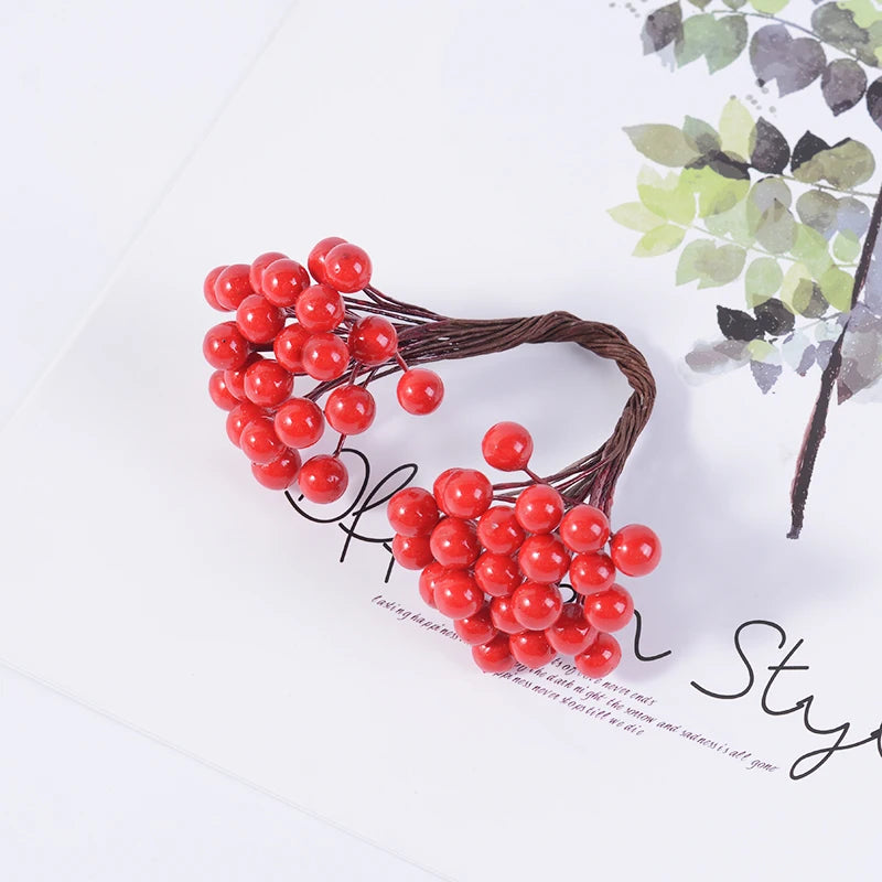 Double-Head Berry Stamen Artificial Flowers | 25/50 Pcs DIY Decor Artificial Craft Flowers Babs