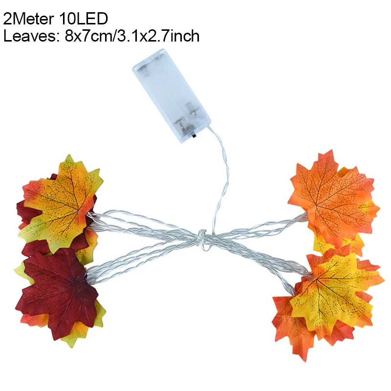 2M Maple Leaf LED Fairy Light Garland – Fall & Holiday Decor LED Leaf Garland Babs Style5
