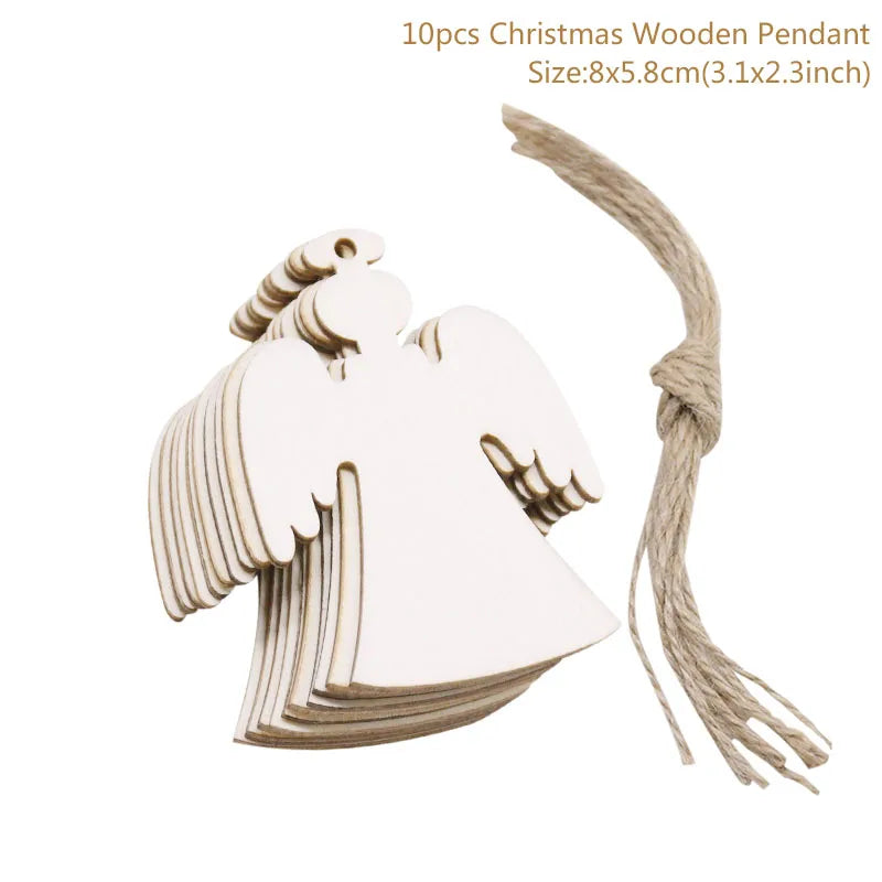 10pcs Wooden Christmas Tree Hanging Ornaments | Holiday Decor Christmas Ornaments Babs Style4