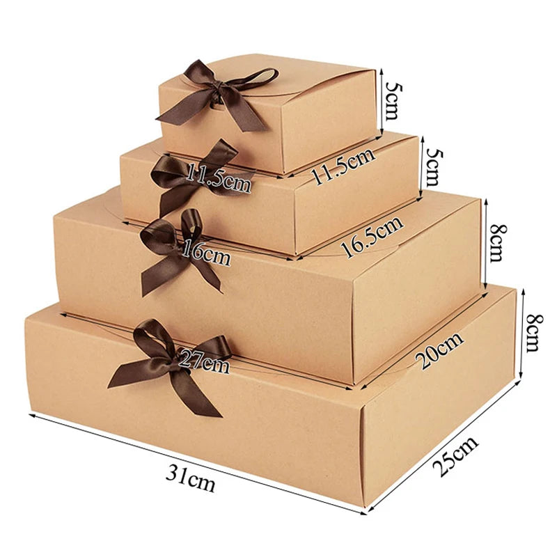 5-Pack Kraft Paper Gift Boxes – Wedding, Birthday & Holiday Gift Packaging Box Babs