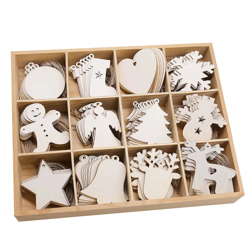 10pcs Wooden Christmas Tree Hanging Ornaments | Holiday Decor Christmas Ornaments Babs