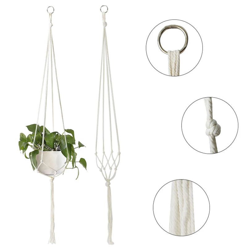 Macrame Plant Hanger – Handmade Rattan Rope Hanging Basket Macrame Plant Hanger Babs