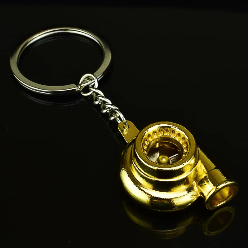 Mini Turbo Turbocharger Spinning Keychain – Car Key Ring Gift Turbo Keychain Babs Golden
