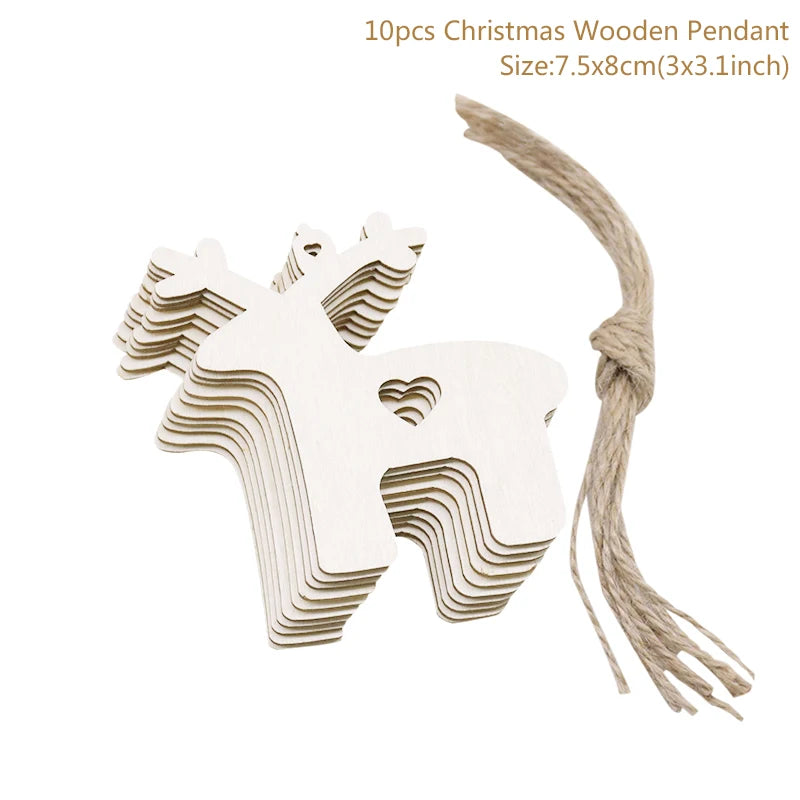10pcs Wooden Christmas Tree Hanging Ornaments | Holiday Decor Christmas Ornaments Babs Style14