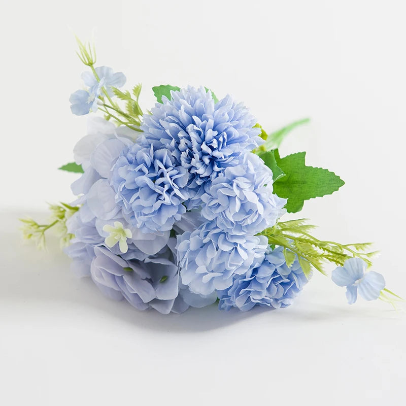 Silk Hydrangea Artificial Flowers – Bridal Bouquet & Home Decor Artificial Silk Flowers Babs Blue 3 pcs