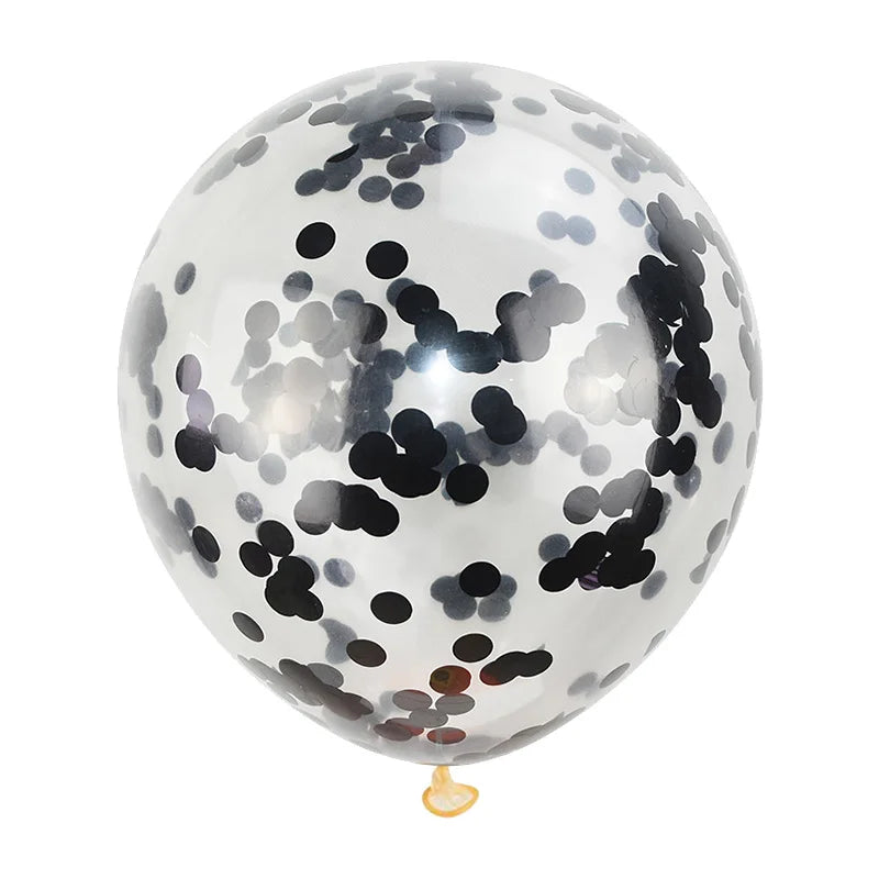 Gold Confetti Latex Balloons – Clear Glitter Party Decorations Party Balloons Babs black 5pcs