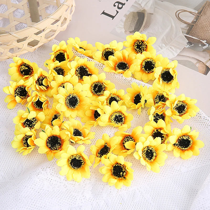 Silk Sunflower & Daisy Artificial Flowers 5/10 Pcs – Home Décor Artificial Silk Flowers Babs 4cm 5pcs