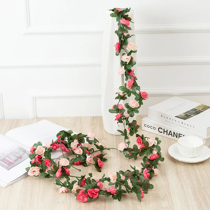 Silk Rose Artificial Flower Garland 2.2M – Wedding Home Decor Artificial Flower Garland Babs Pink