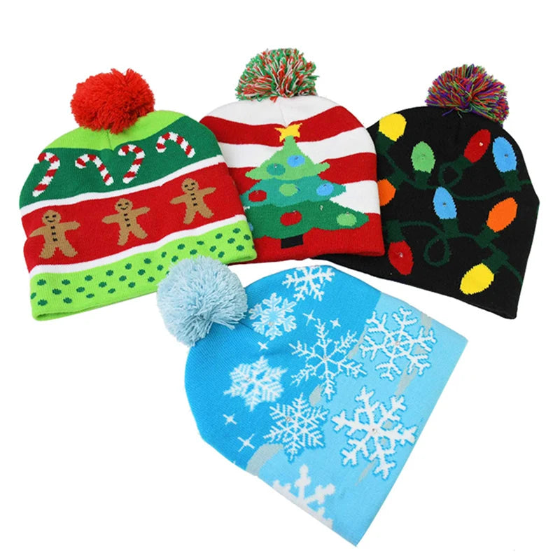 LED Light-Up Christmas Knitted Beanie Hat – Kids & Adults Light-Up Beanie Hat Babs