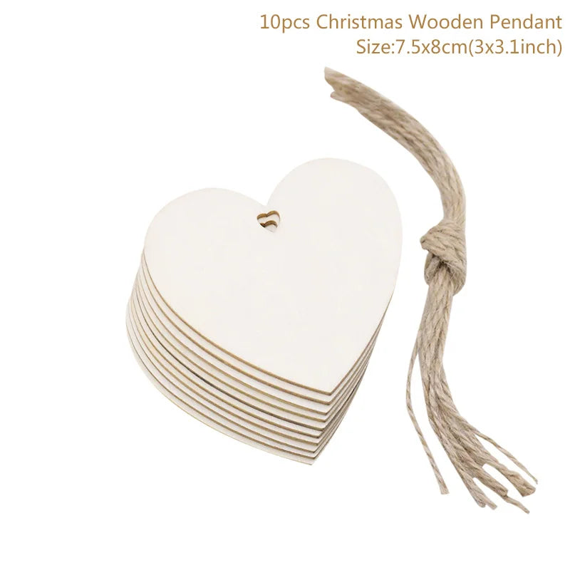 10pcs Wooden Christmas Tree Hanging Ornaments | Holiday Decor Christmas Ornaments Babs Style12