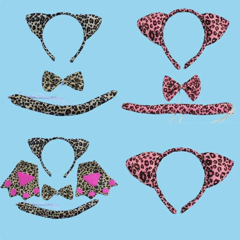 Leopard Animal Ears Headband & Tail Costume Set – Cosplay Costume Accessory Set Babs