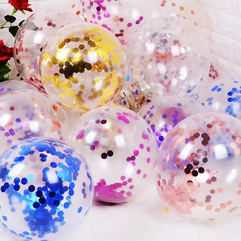 Gold Confetti Latex Balloons – Clear Glitter Party Decorations Party Balloons Babs