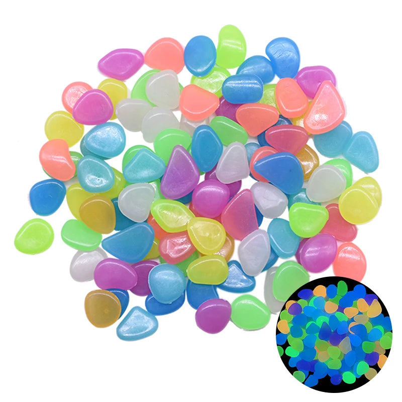 200Pcs Glow in the Dark Garden Pebbles – Lawn & Aquarium Rocks Luminous Garden Pebbles Babs